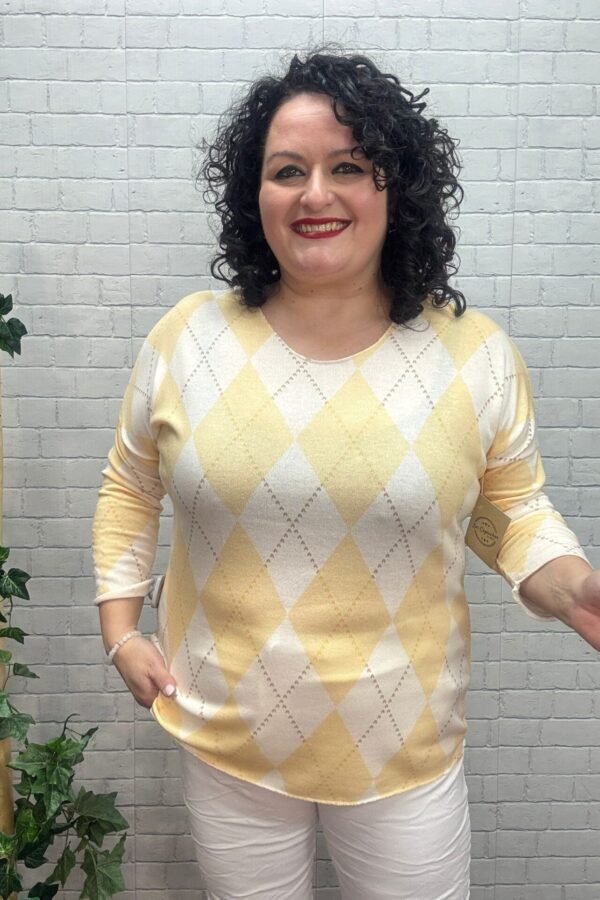 Jersey Rombo Amarillo T-36/50 Estampado Geométrico