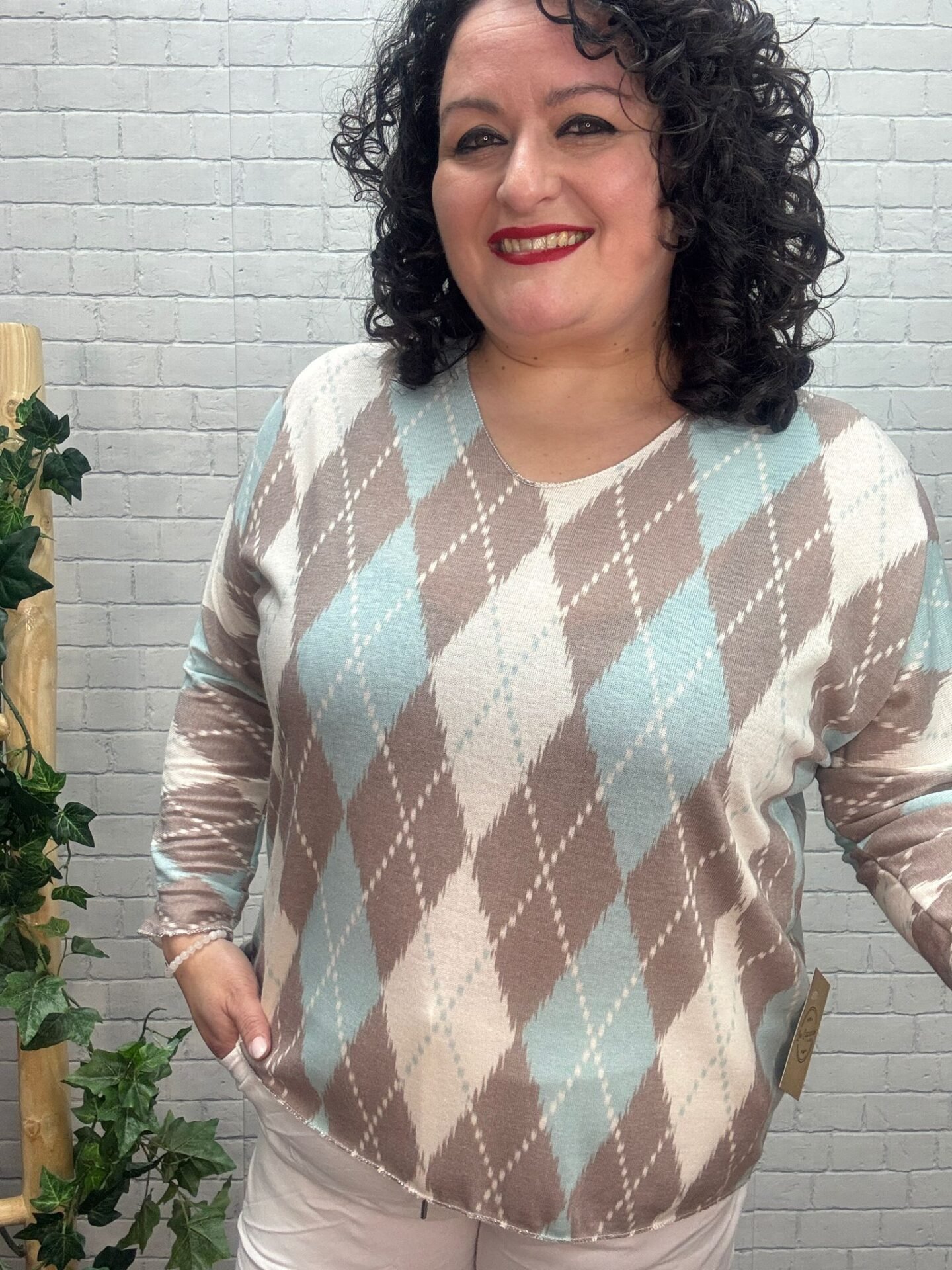 Jersey Romi Aguamarina T-36/50 Estampado Geométrico - Imagen 2