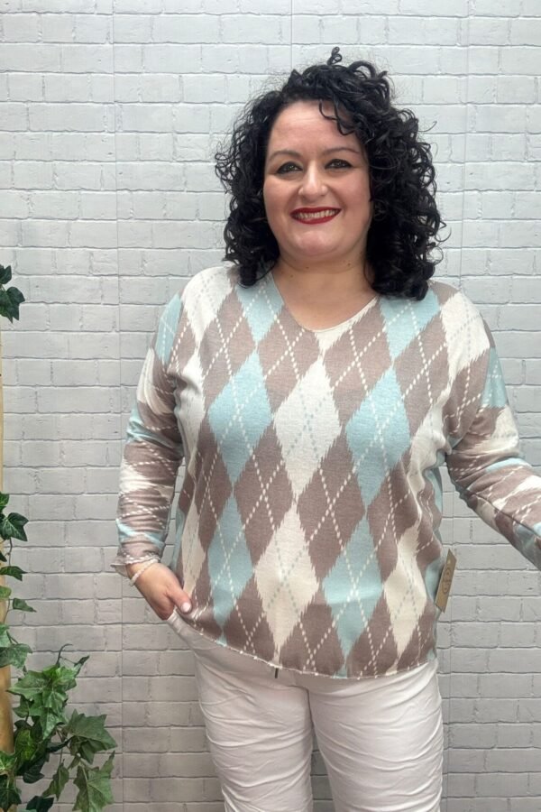 Jersey Romi Aguamarina T-36/50 Estampado Geométrico