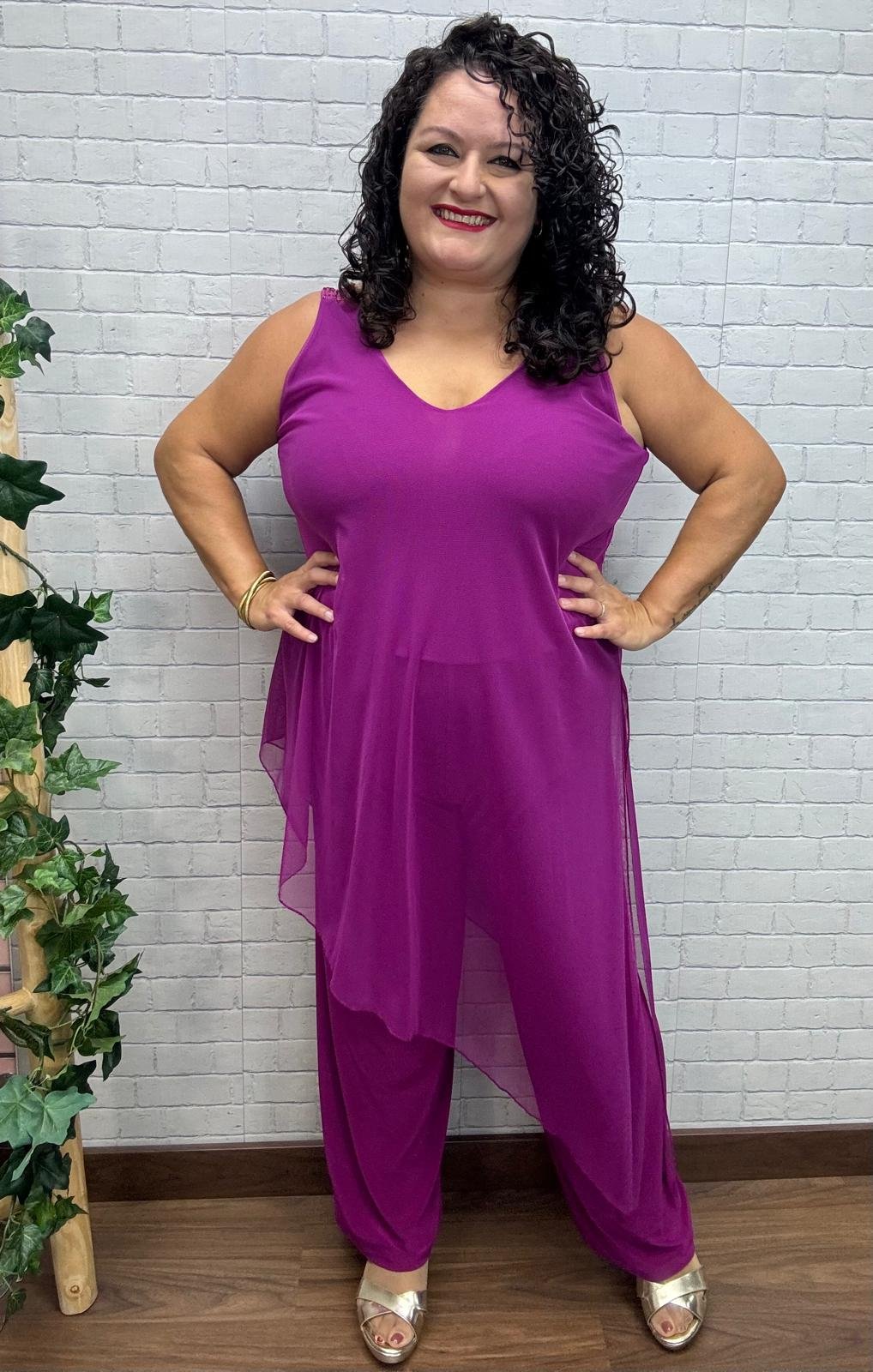 Mono tul buganvilla Trendy T-M/3XL Asimétrico