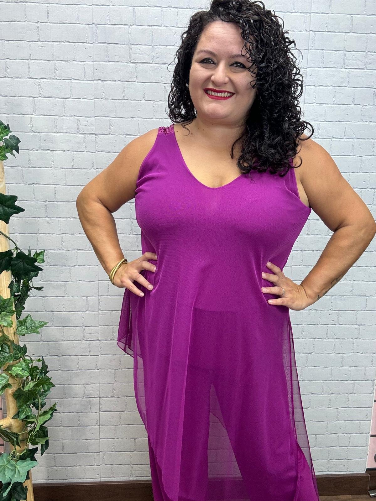 Mono tul buganvilla Trendy T-M/3XL Asimétrico