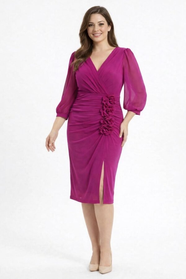 Vestido Valeria Buganvilla T-XL/2XL-3XL/4XL Escote Cruzado