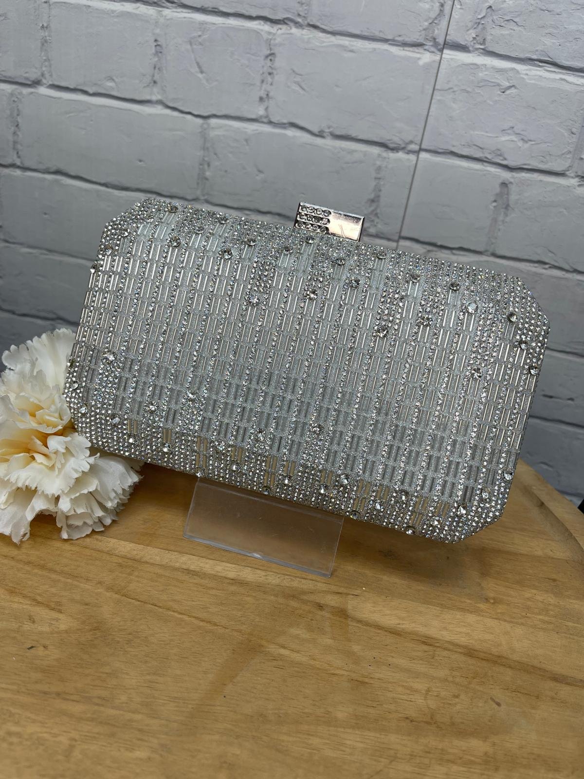 Bolso Fiesta Plata BR4176 Con Brillo