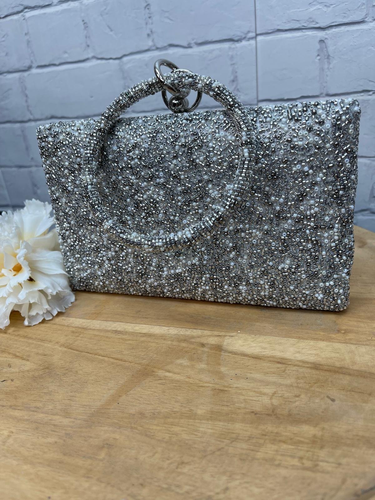 Bolso Fiesta Plata gy7452 Con Pedrería - Imagen 2