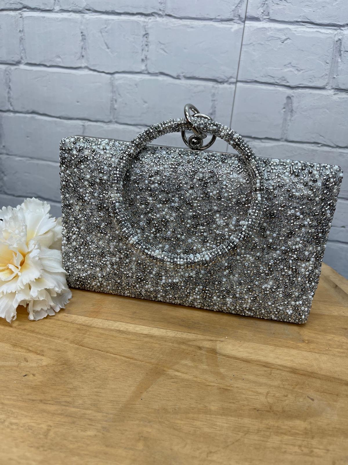 Bolso Fiesta Plata gy7452 Con Pedrería