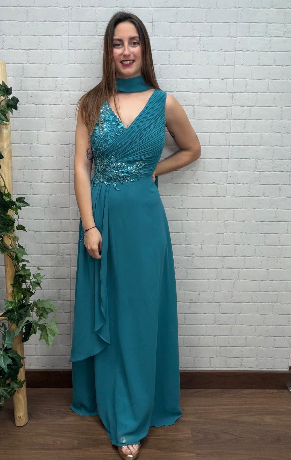 Vestido Ahana Océano T-S/M-XL/2XL Con Pedrería