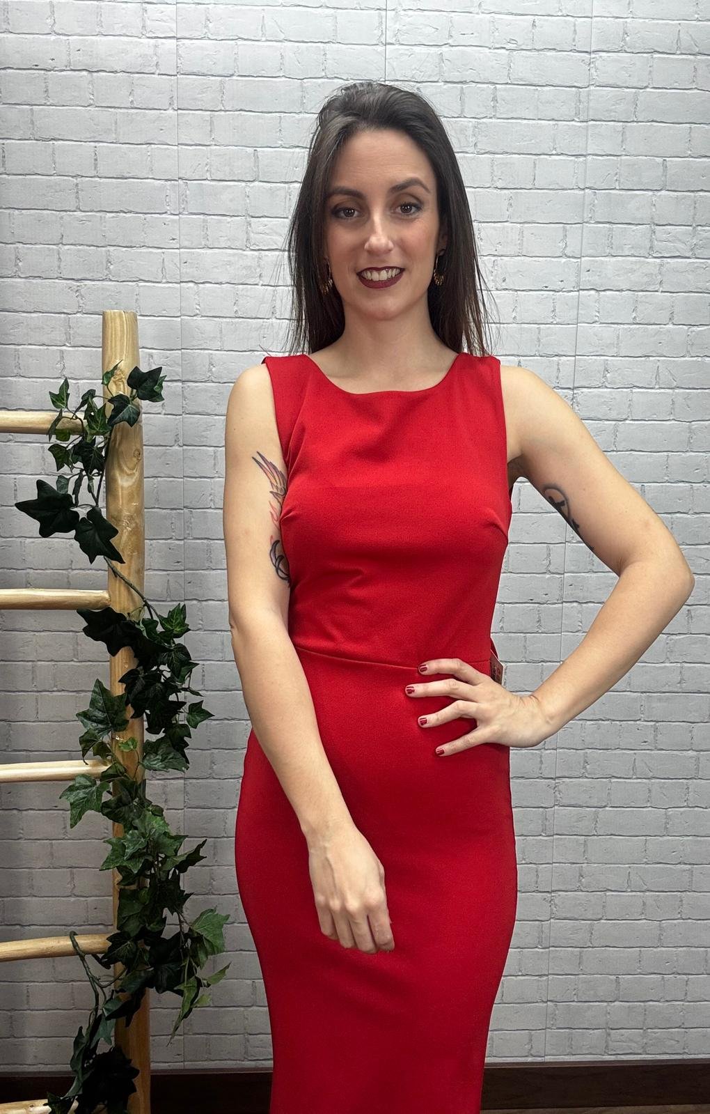 Vestido Ariel Rojo T-34/38 Corte Sirena - Imagen 3