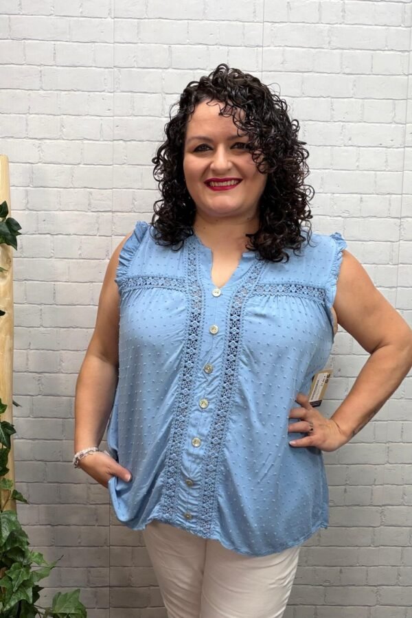Blusa Dolo Celeste T-44/52 Plumeti