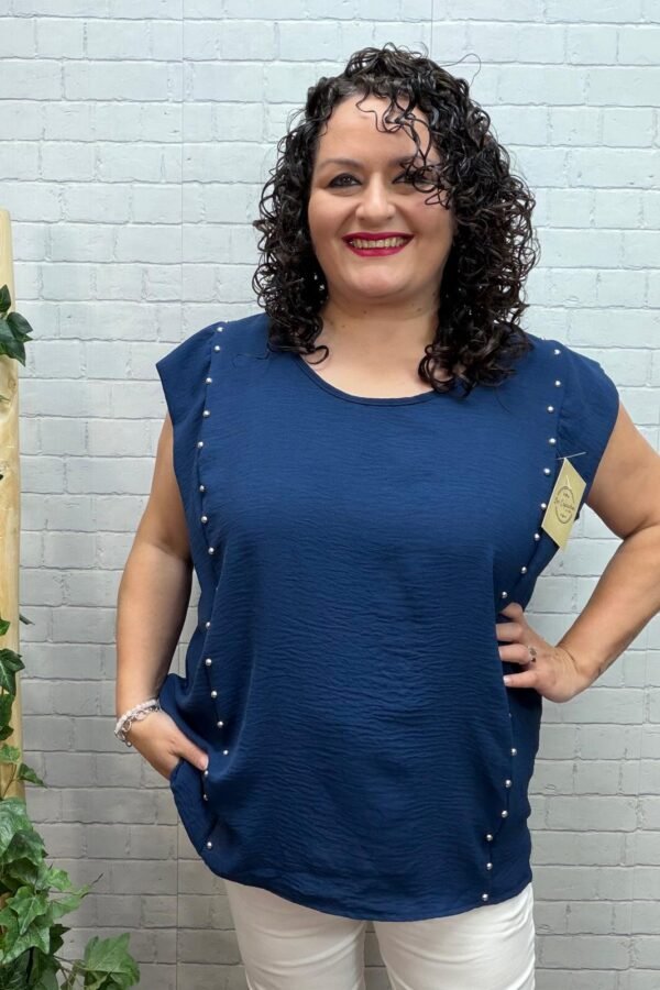 Blusa Gabi Marino T-46/54 Con Tachuelas