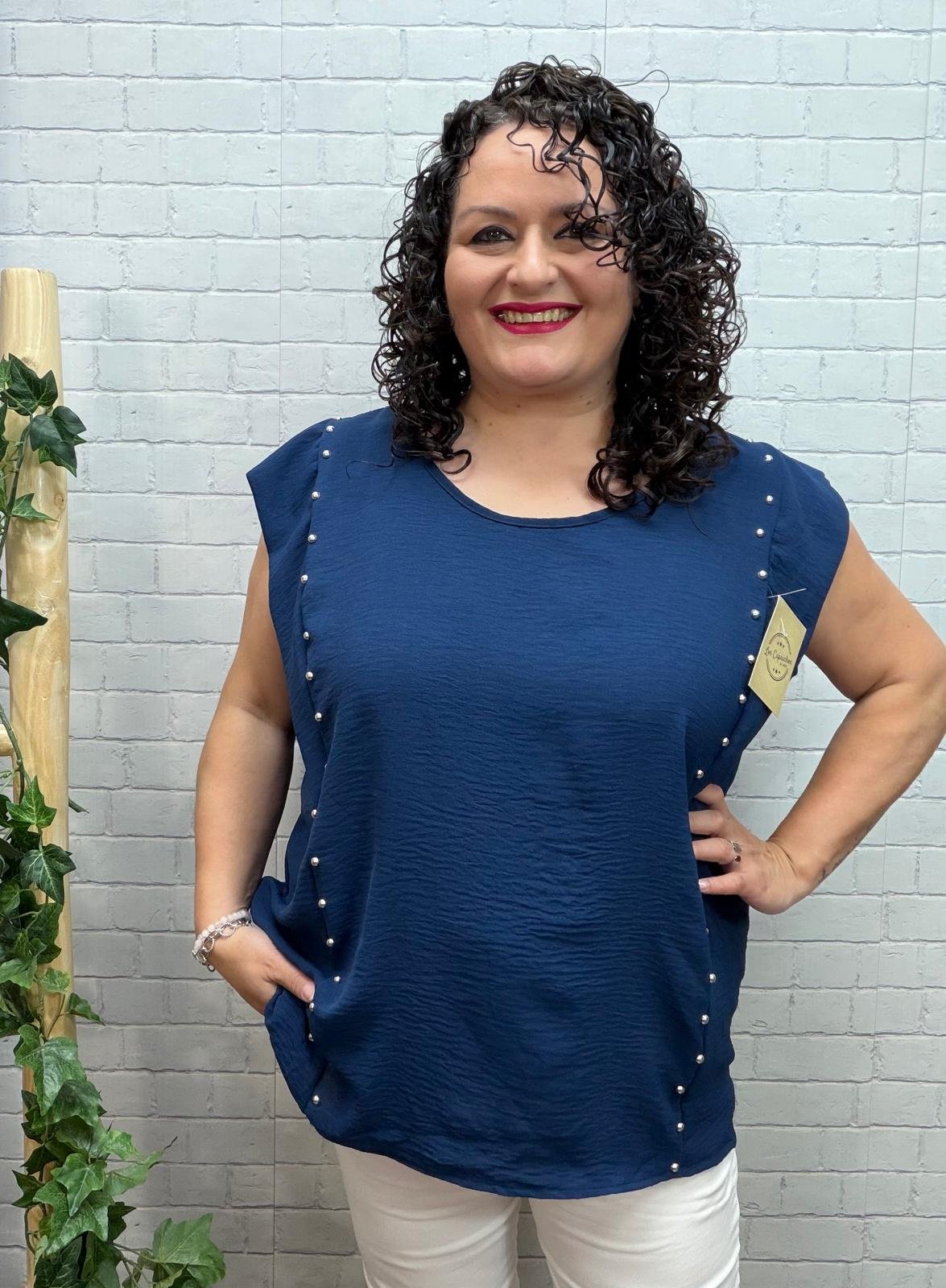 Blusa Gabi Marino T-46/54 Con Tachuelas