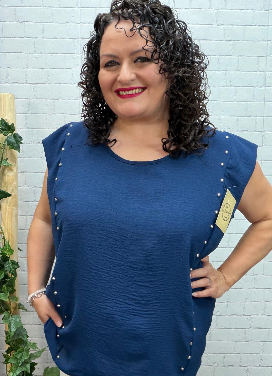 Blusa Gabi Marino T-46/54 Con Tachuelas