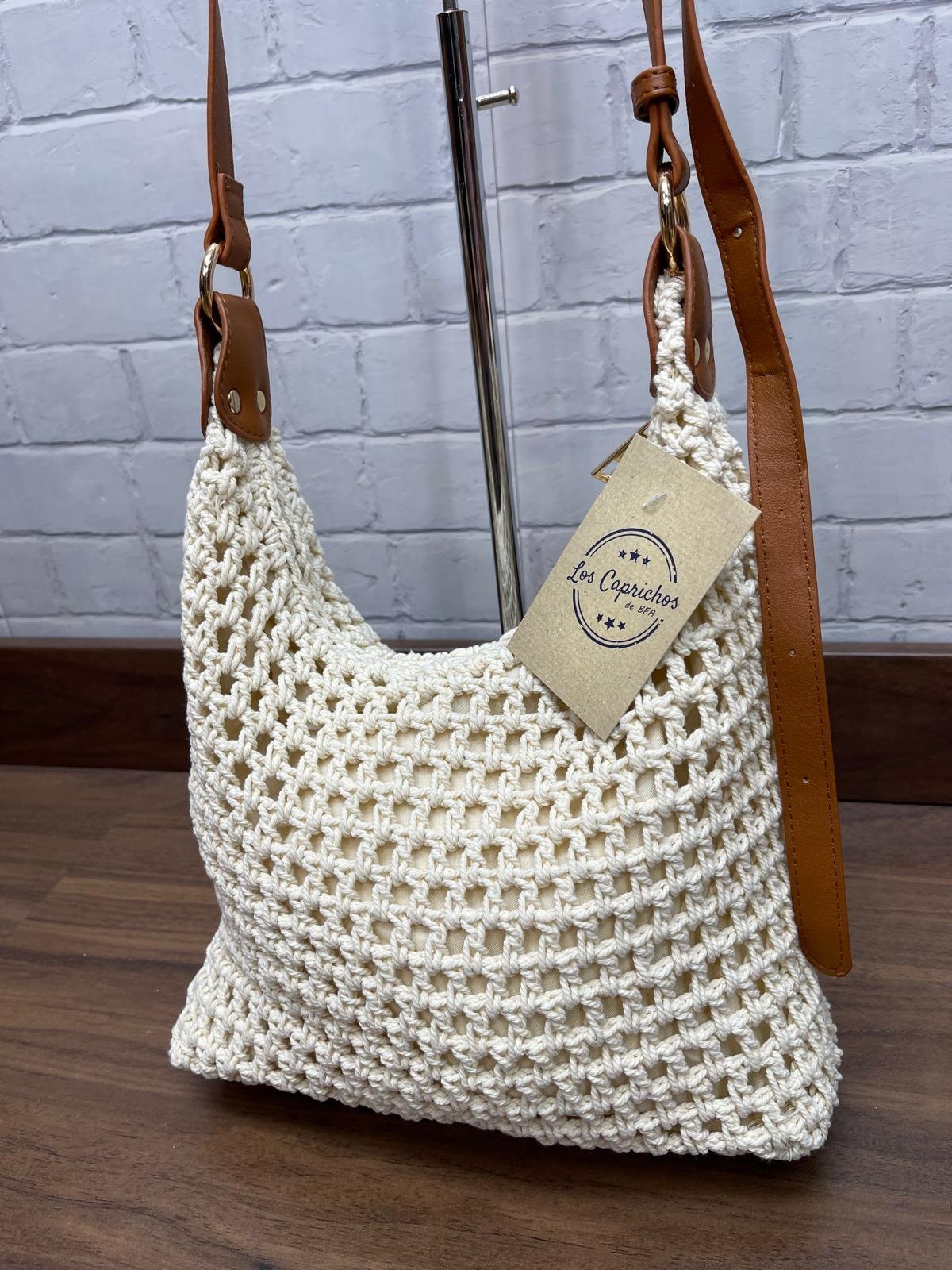 Bolso Macrame Beige CXF9092 Estilo Boho