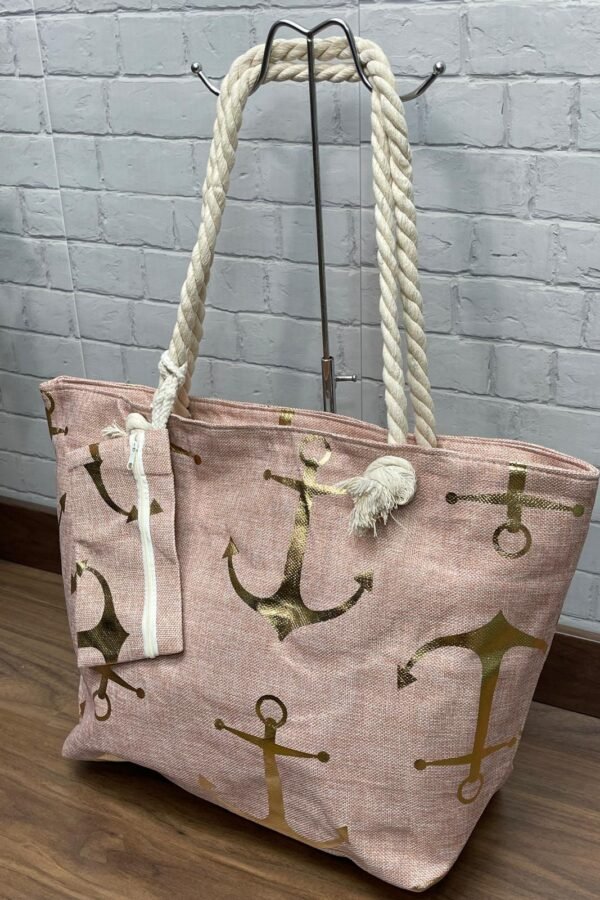 Bolso Playa Rosa Ancla Estampado