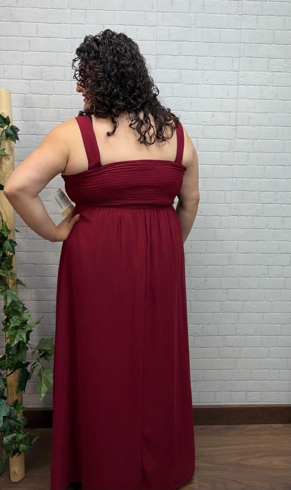 Vestido Ahana Granate T-L/XL-3XL/4XL Con Pedrería - Imagen 3