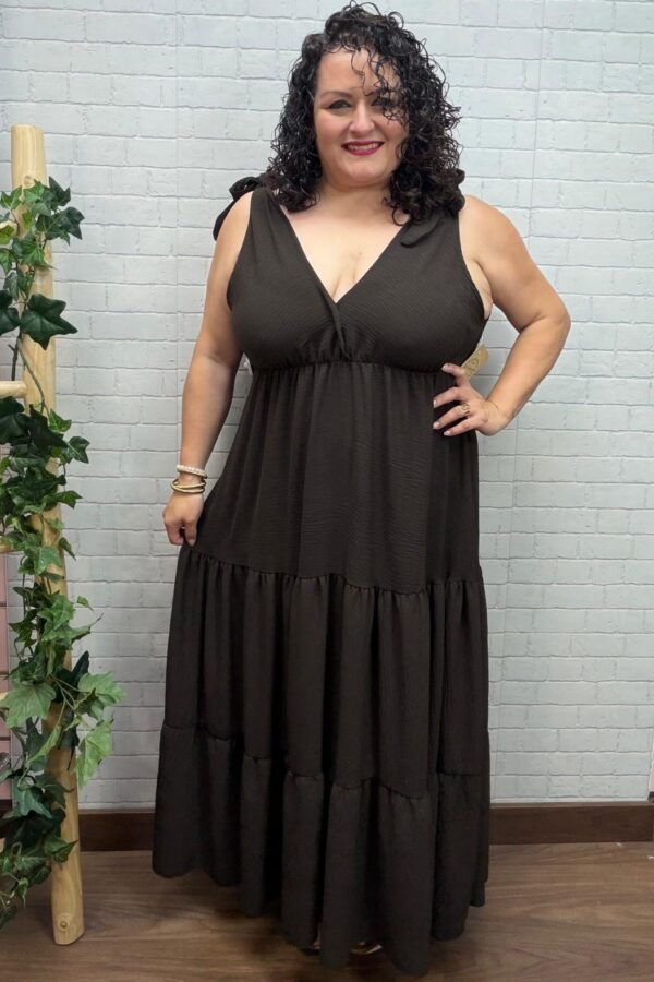 Vestido Aida Chocolate T-46/54 Cintura Engomada