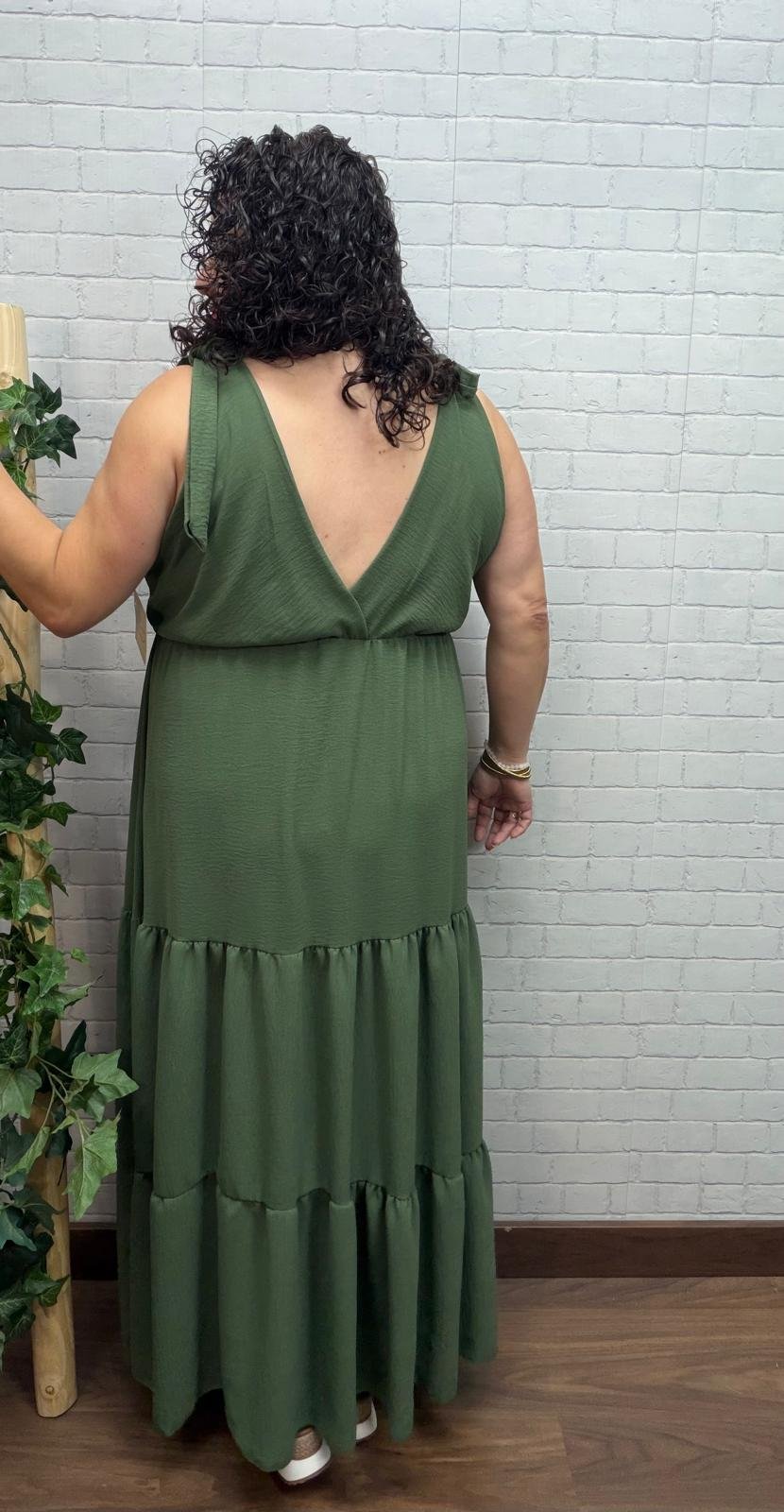 Vestido Aida Kaki Moda - Imagen 2