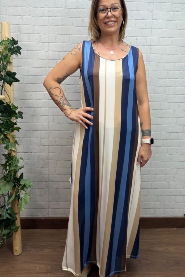 Vestido Artis Azul T-42/46 Tela Fría