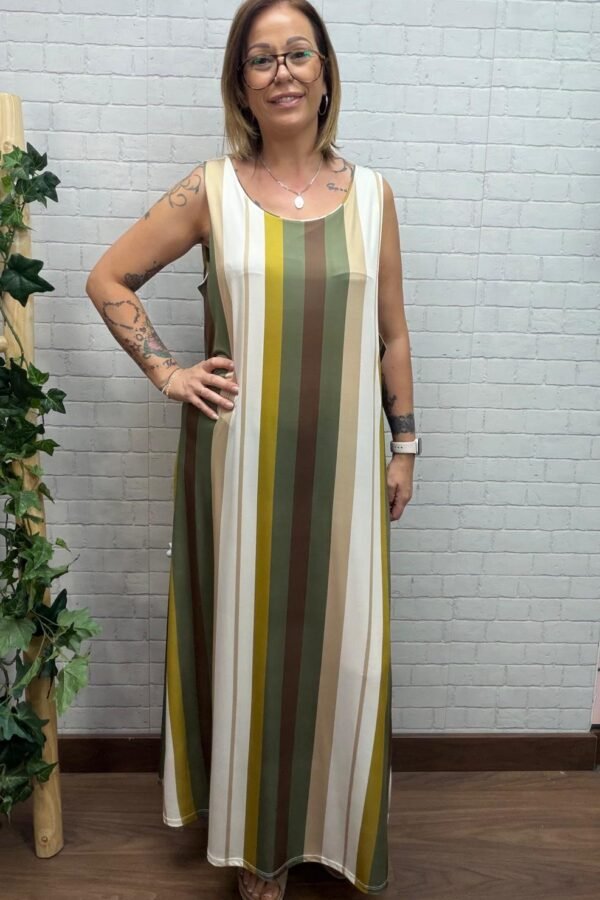 Vestido Artis Kaki T-42/46 Tela Fría