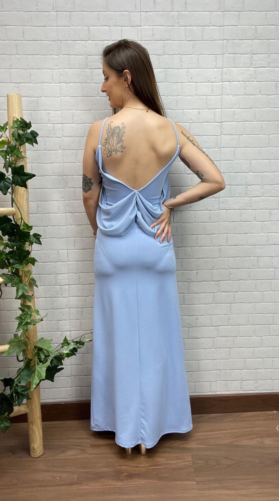 Vestido Cristal Celeste T-32/38 Con Gasa - Imagen 3