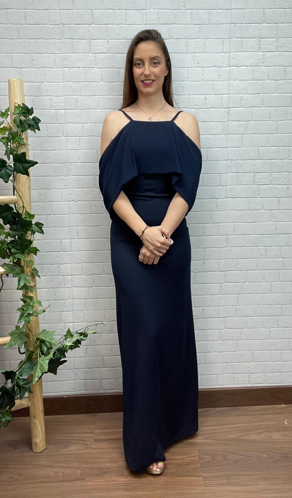 Vestido Cristal Marino T-32/38 Con Gasa