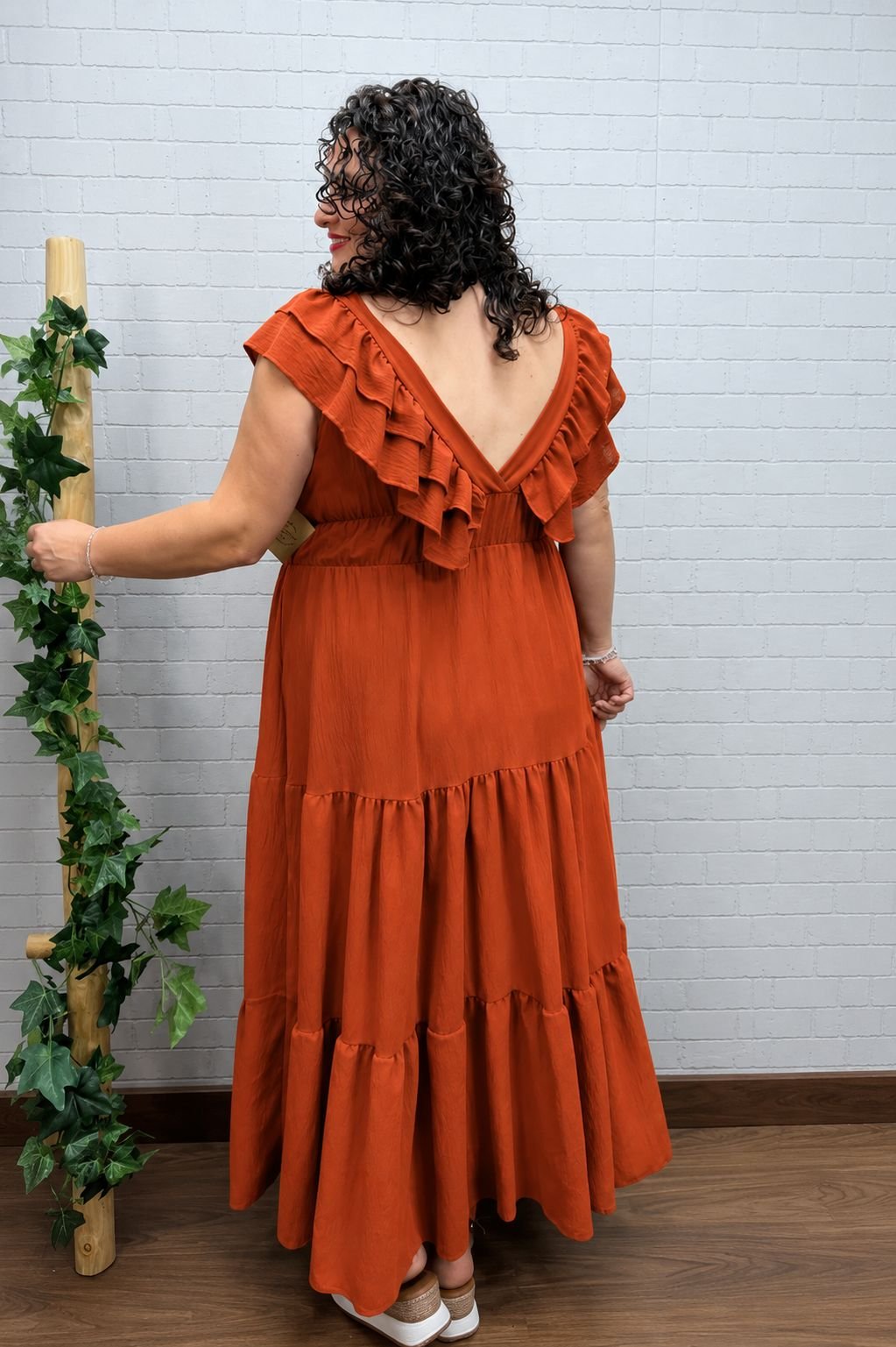 Vestido Edurne Teja T-46/54 Con Volantes