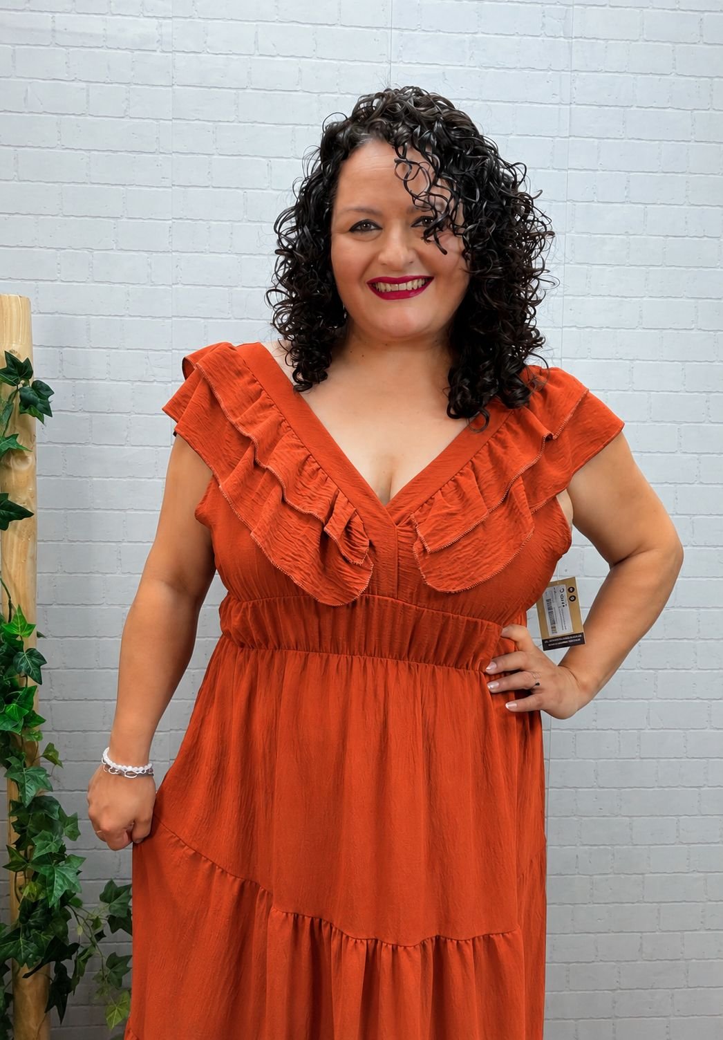 Vestido Edurne Teja T-46/54 Con Volantes