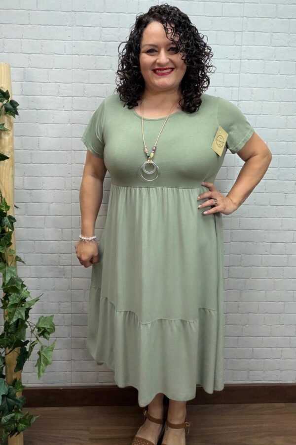 Vestido Siena Kaki T-46/54 Con Collar