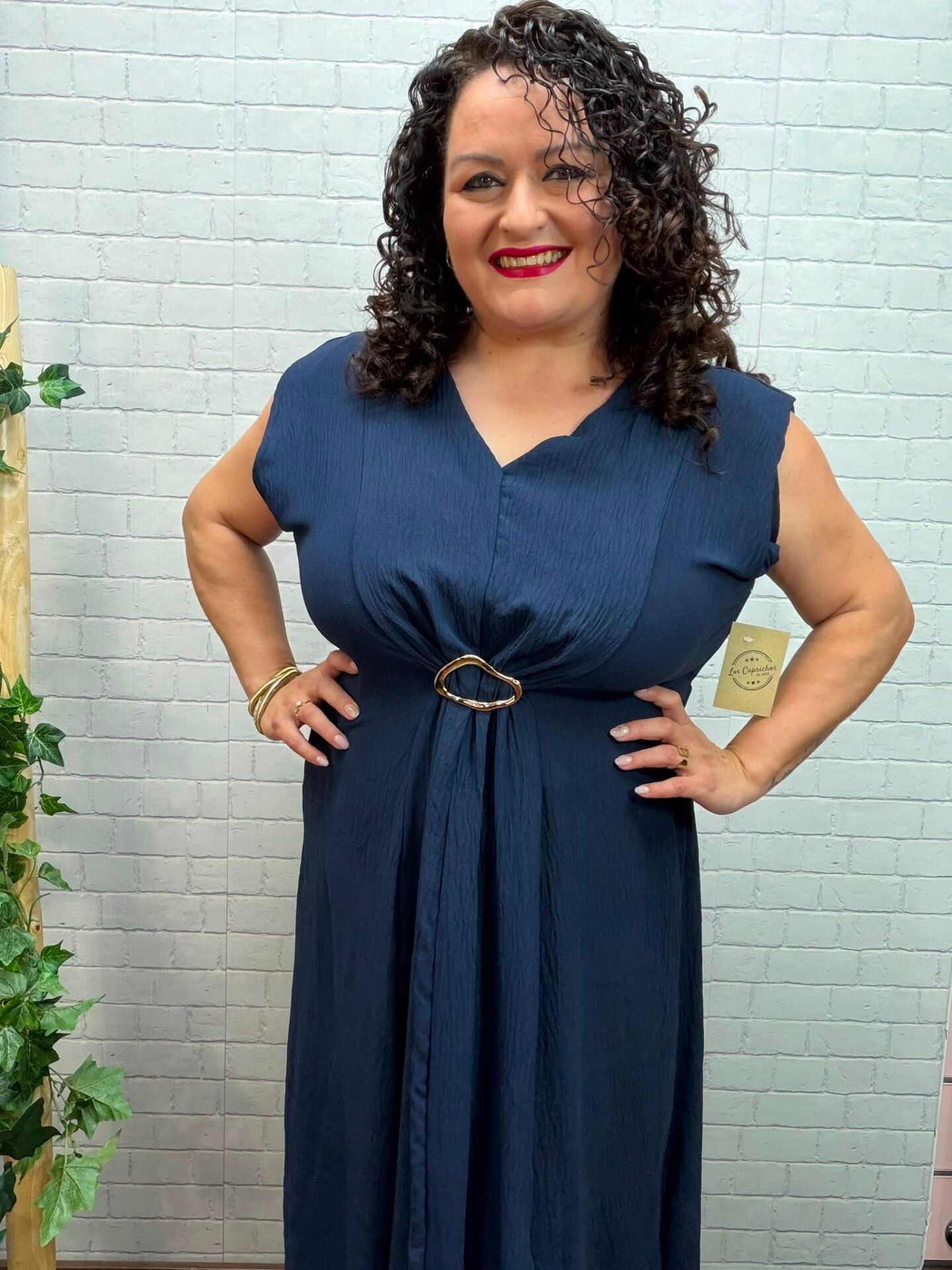 Vestido Griselida Marino T-46/54 Detalle Decorativo