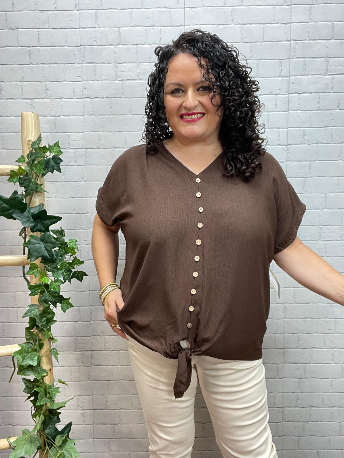 Blusa Irma Chocolate T-46/52 Con Nudo