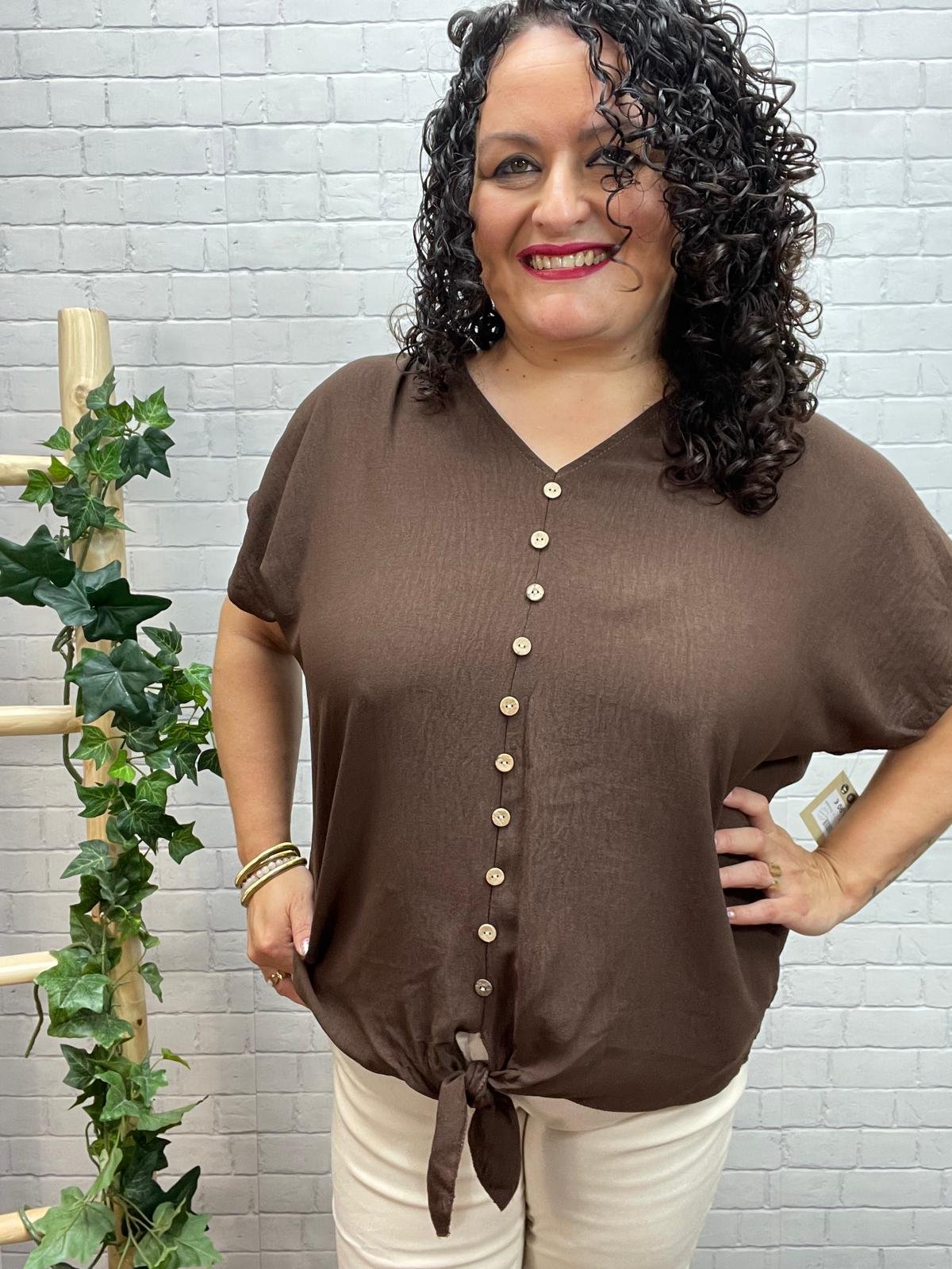 Blusa Irma Chocolate T-46/52 Con Nudo