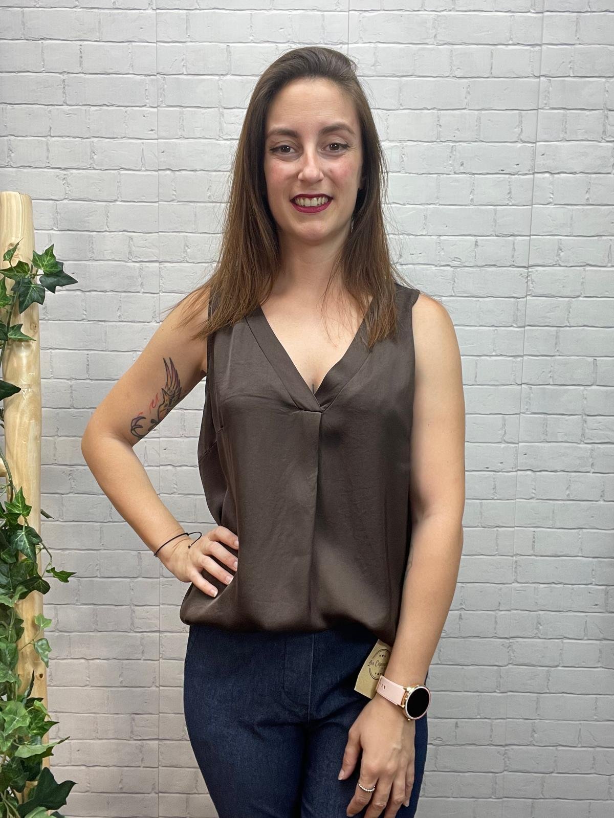 Blusa Satín Chocolate T-36/44 Satinada