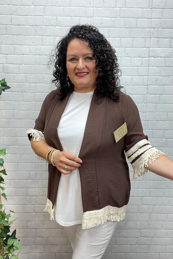 Kimono Alicia Chocolate T-44/50 Con Flecos