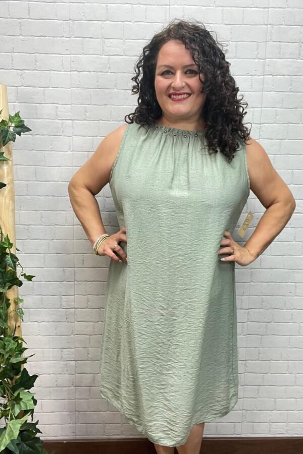 Vestido Ana Kaki T-46/54 Con Tachuelas